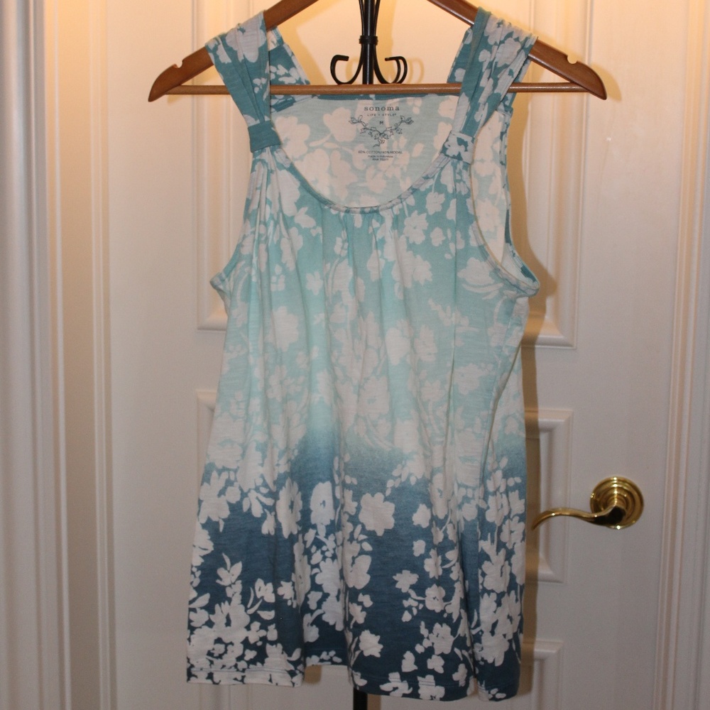 Cotton Ombre Blue Tank Shirt